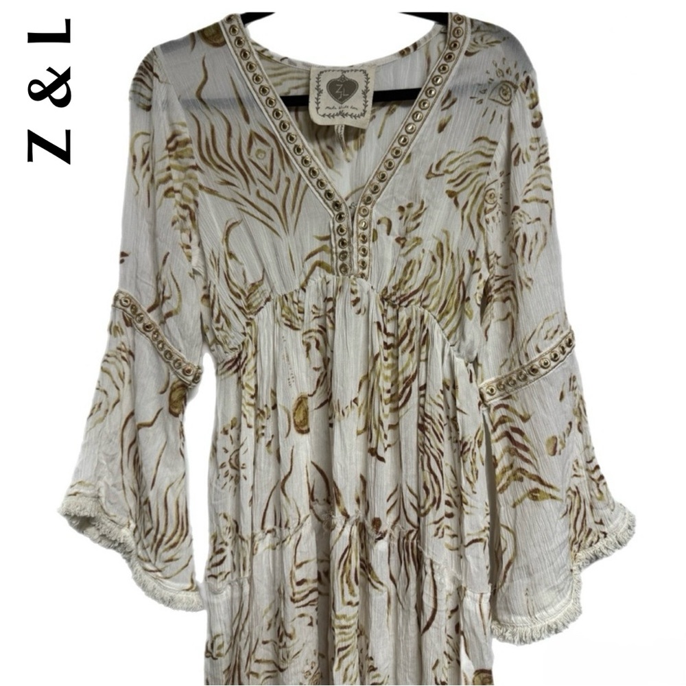 Z&L ✨✨✨LAST CHANCE Women's Cream and Brown Goddess Dress